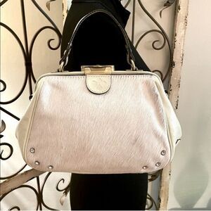 Patricia Nash Gracchi Leather Calf Hair Satchel